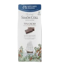 Tableta de Chocolate Simon Coll 75% sin azúcares añadidos 85g